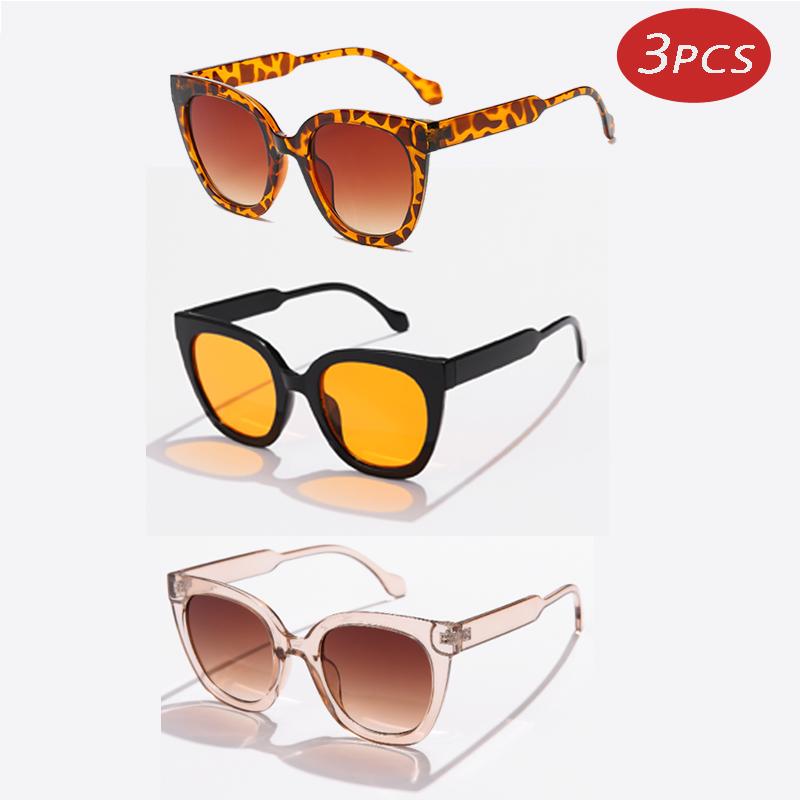 Protective Glasses 1/3pcs Trendy Leopard Round Sunglasses Woman Cat Eye Mirror Glasses Female Classic Gradient Design Eyewear