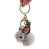 Cartoon Faux Fur Plush Rabbit Keychain Cute Wool Felt Strawberry Teddy Doll Shape Keyring Women Wallet Ornaments