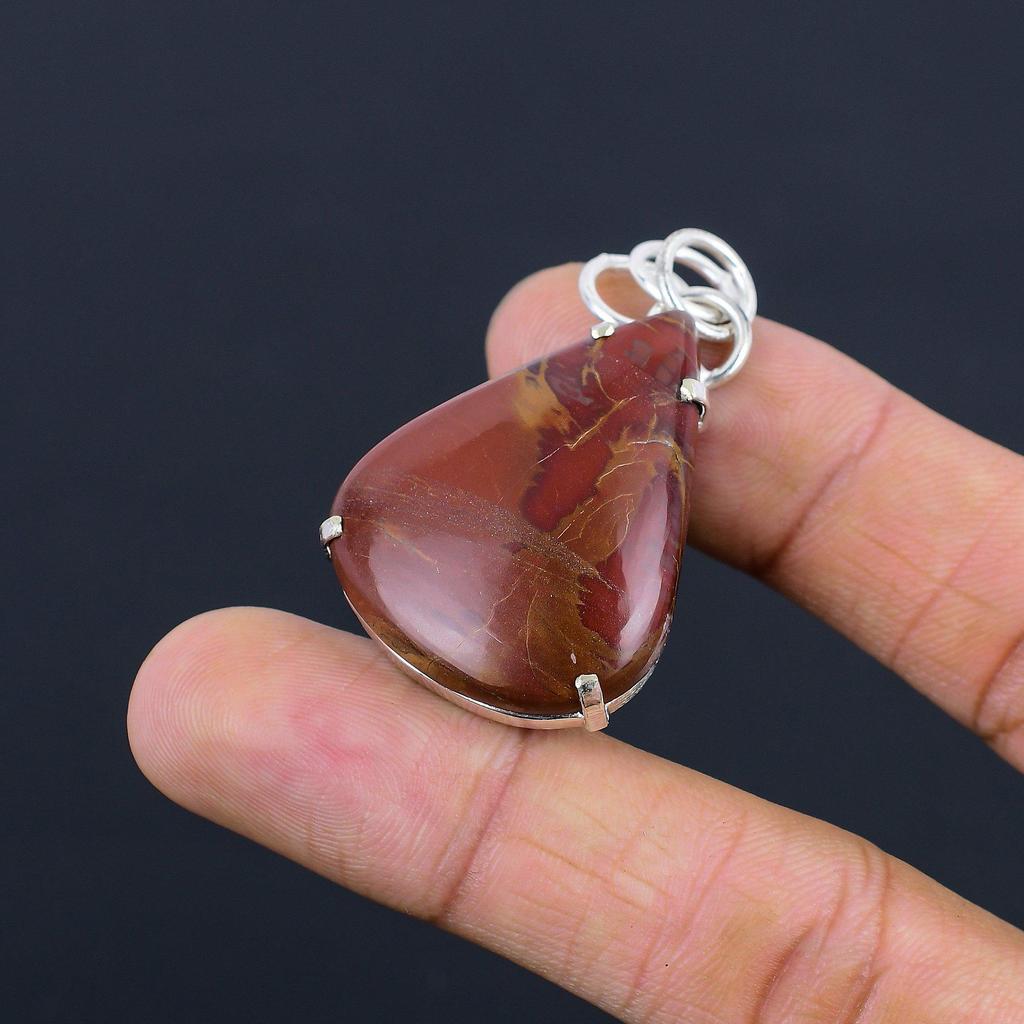 Pear Noreena Jasper Stone 925 Silver Bezel Daughter Wedding Boho Pendant Jewelry