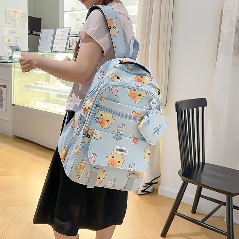 Cartoon Print Student Schoolbag Women's Backpack Large Capacity Backpack