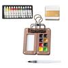 Mini Watercolor Kit Travel Watercolor Paint Set with Sketchbook Binder Clip Pen Portable Watercolor Palette with 12/24 Color Paints