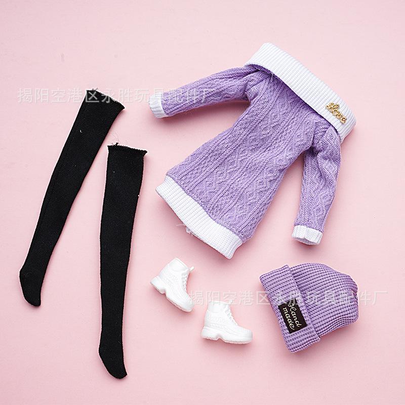New 6'30cm Doll 11 Inch Mini Baby Clothes Fashionable Wool Jumpsuit Hat Pants Toy