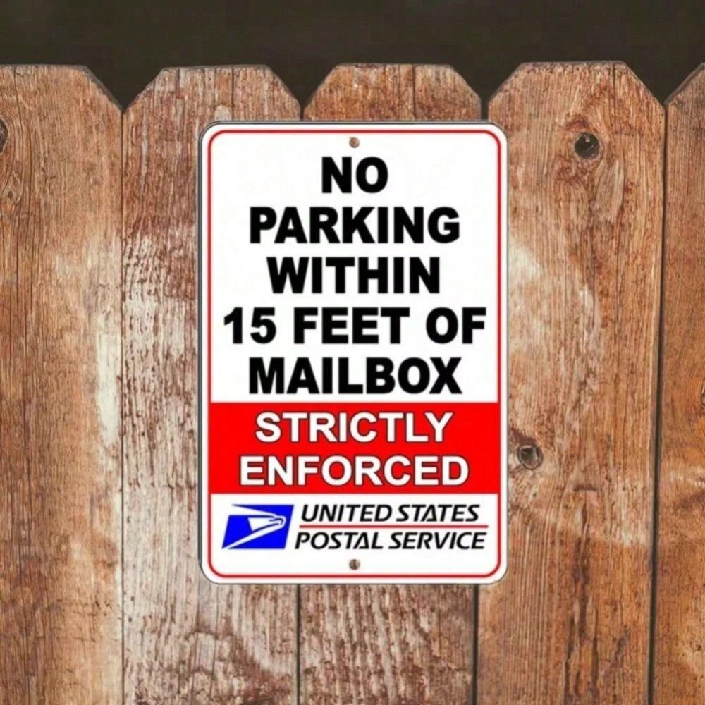 Metal Tin Sign Wall Art, No Parking Mailbox Sign, Outdoor Decoration