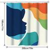 Modern Abstract Line Art Shower Curtain - Colorful Digital Print,  Machine Washable, Includes Hooks, All-Season Bath Decor