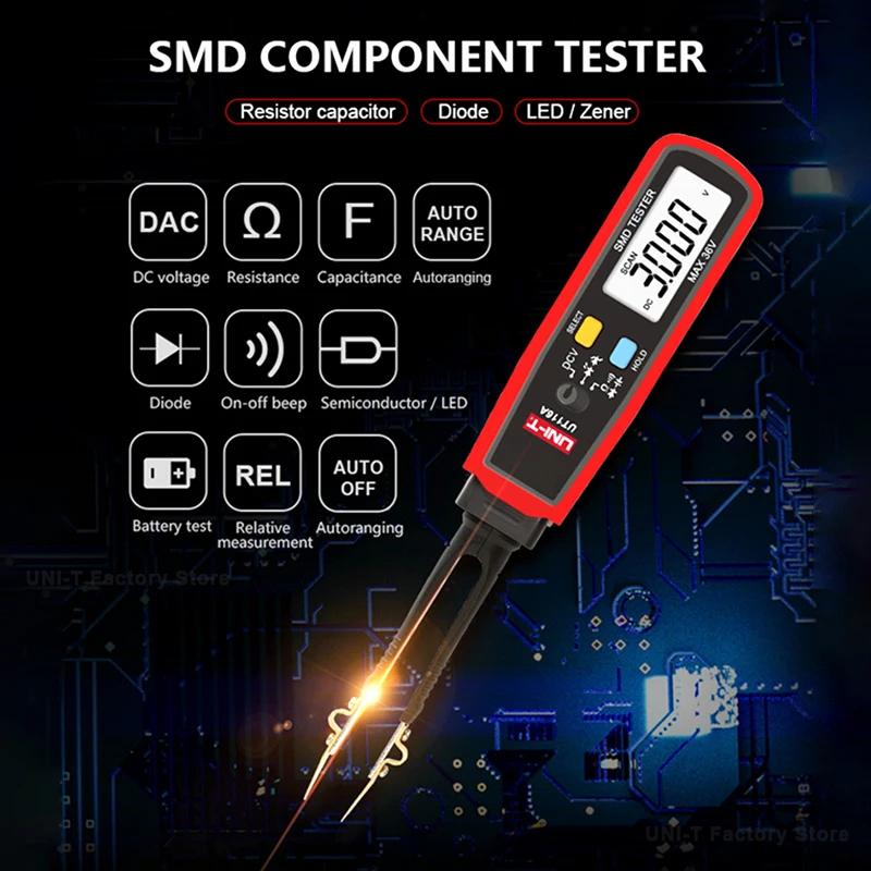 UNI-T SMD Multimeter UT116A UT116C Auto Range Micro Tweezers for Electronic Components LED Digital Tweezers Smart SMD Tester