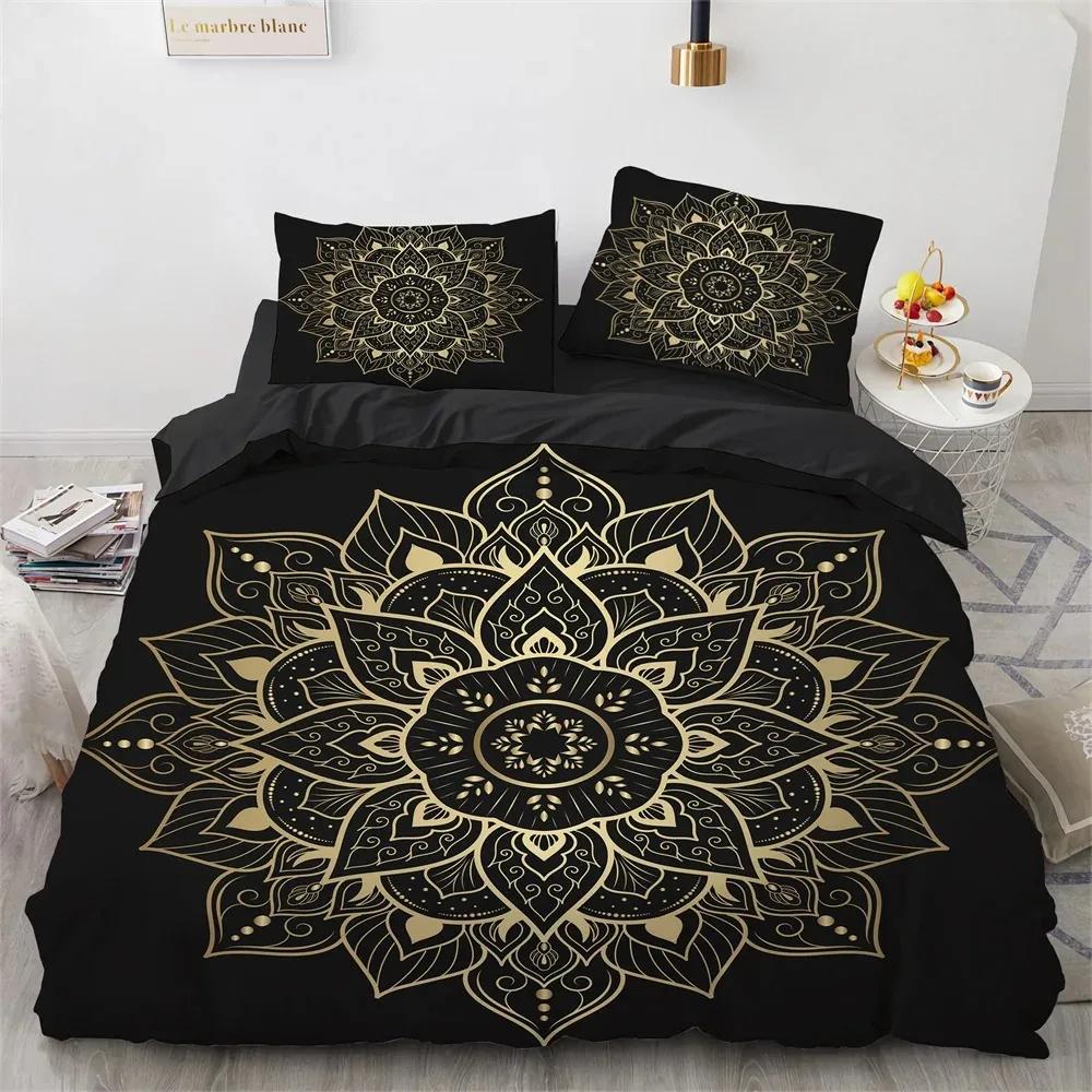 Bohemian Mandala King Queen Duvet Cover Boho Style Flower Bedding Set Adults Exotic Nordic Floral Polyester Quilt Cover