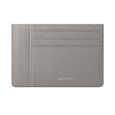 Portafoglio Mini Sottile COGURE, Vera Pelle di Vitello Ristretta, Grande Capacità, Stile Porta Carte, Unisex, Scatola Regalo Inclusa, COPCC110, Greige