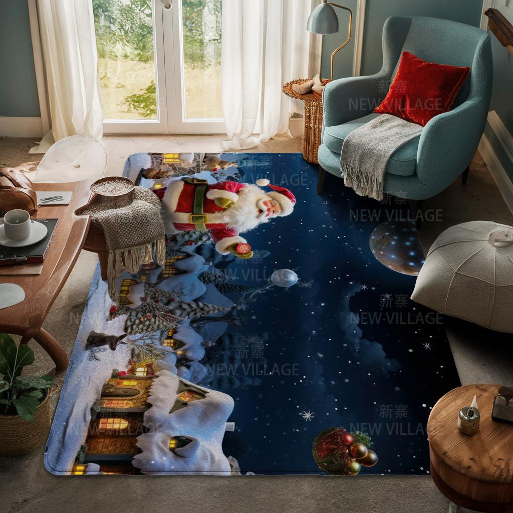 House Entrance Carpet Home Door Mat Living Room Bath Foot Bathroom Non-slip Water Absorption Rugs Bath Merry Christmas Winter