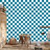 Checkerboard Wallpaper Turquoise, Turquoise Center for Living Room and Bedroom 50x1000