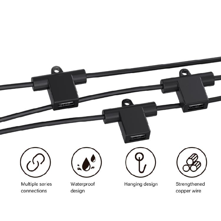 USB Power Cord 240cm 5 Port Splitter For LED Strips Desk Fan Security Cameras 5V Charging