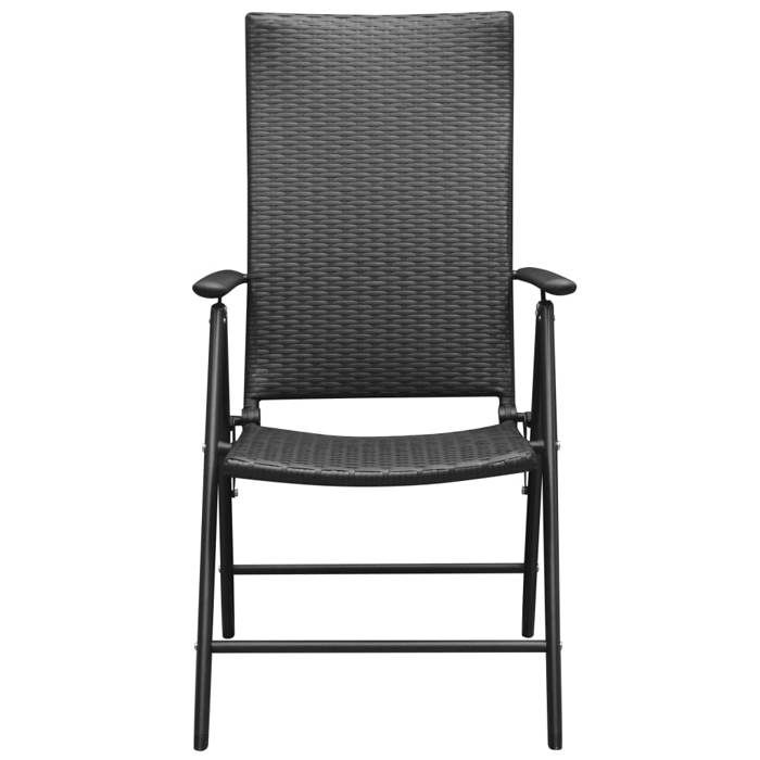 VidaXL Chaises empilables de jardin 2 pcs Résine tressée Noir