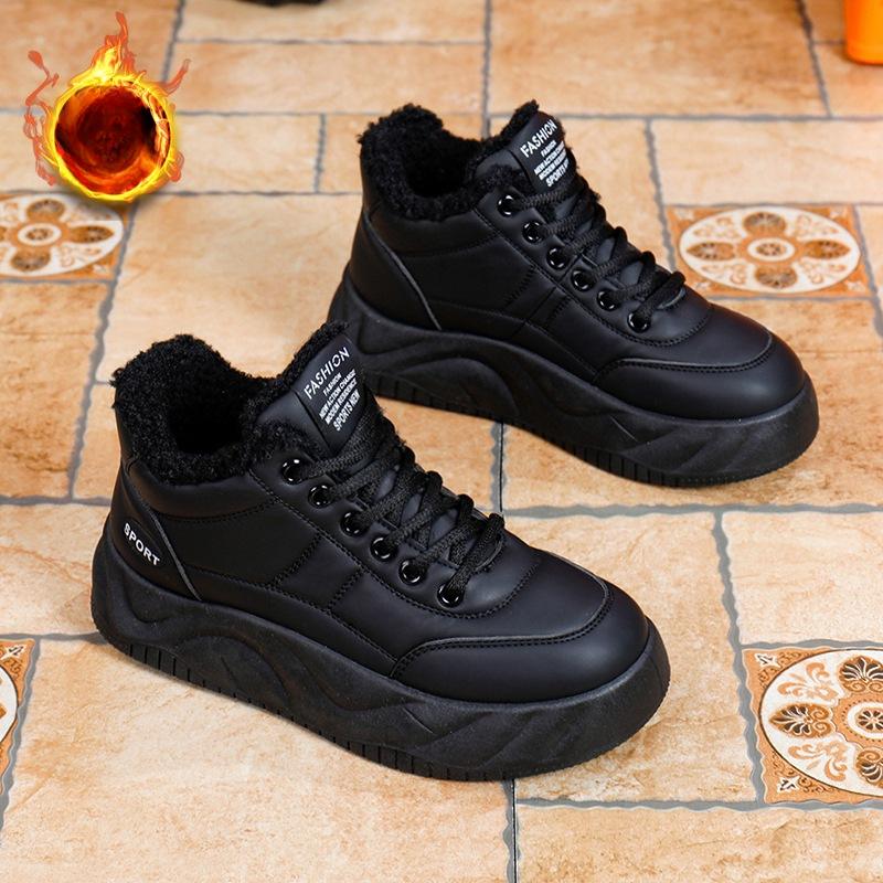 

Женские повседневные зимние ботинки, нескользящие ботинки на шнуровке, массивная платформа, ботильоны с подкладкой из искусственного меха, зимние теплые короткие ботинки, кроссовки для женщин 40 чёрный
