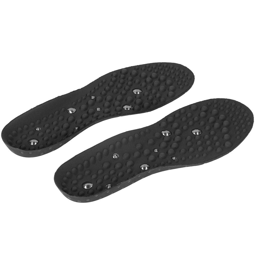 Foot Magnetic Therapy Massage Insoles Breathable Shoe Foot Pain Relief Massage Insoles(L 45‑47 Black)