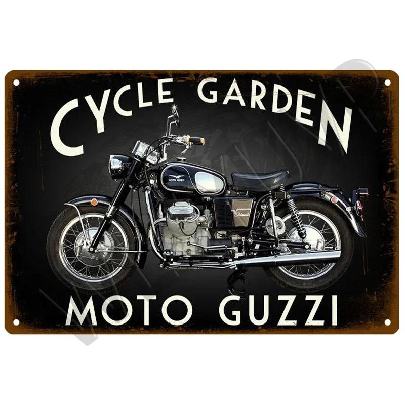 Moto Guzzi Gammal Man Plakett Metall Vintage Tennskylt Shabby Chic Dekor Metallskyltar Vintage Barinredning Metallaffisch Metallplatta
