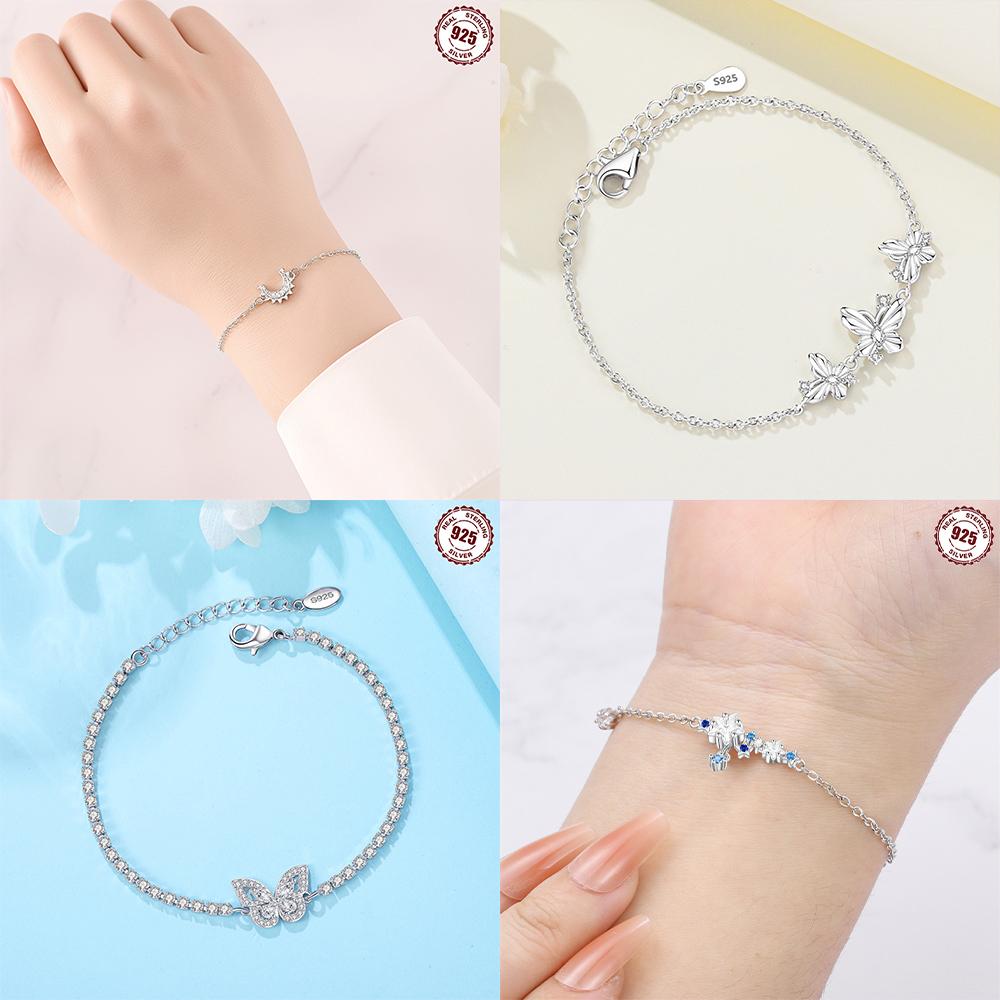 Authentic copper Starry Butterfly Bracelets Blue Zircon Cross Claws Bracelets Women Jewellery Accessory Anniversary Fine Gift