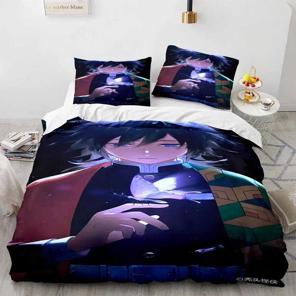 Anime Demon Slayer Kamado Tanjirou Sängkläder Set Påslakan Örngott Täcke King Queen Size Pojkar Vuxna A