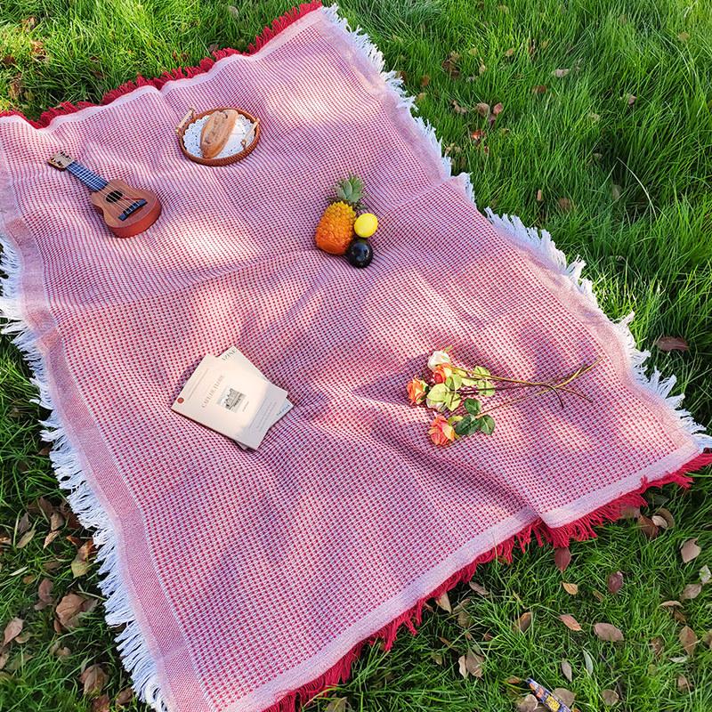 Outdoor picnic mat linen tablecloth camping blanket atmosphere tablecloth picnic mat outing car trunk mat
