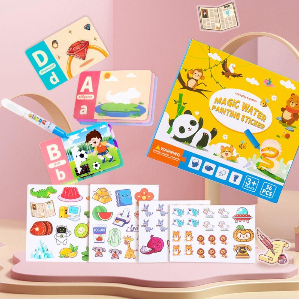 With Pen Water Drawing Book 26 Alphabet Water Coloring Cards Toy  Hand Strength Development