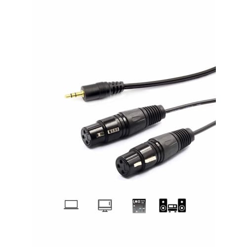 WV-9211-1.5B: Two XLR Canon Female to 3.5mm Stereo Mini Plug Unbalanced Line Cable (1.5m, Black)
