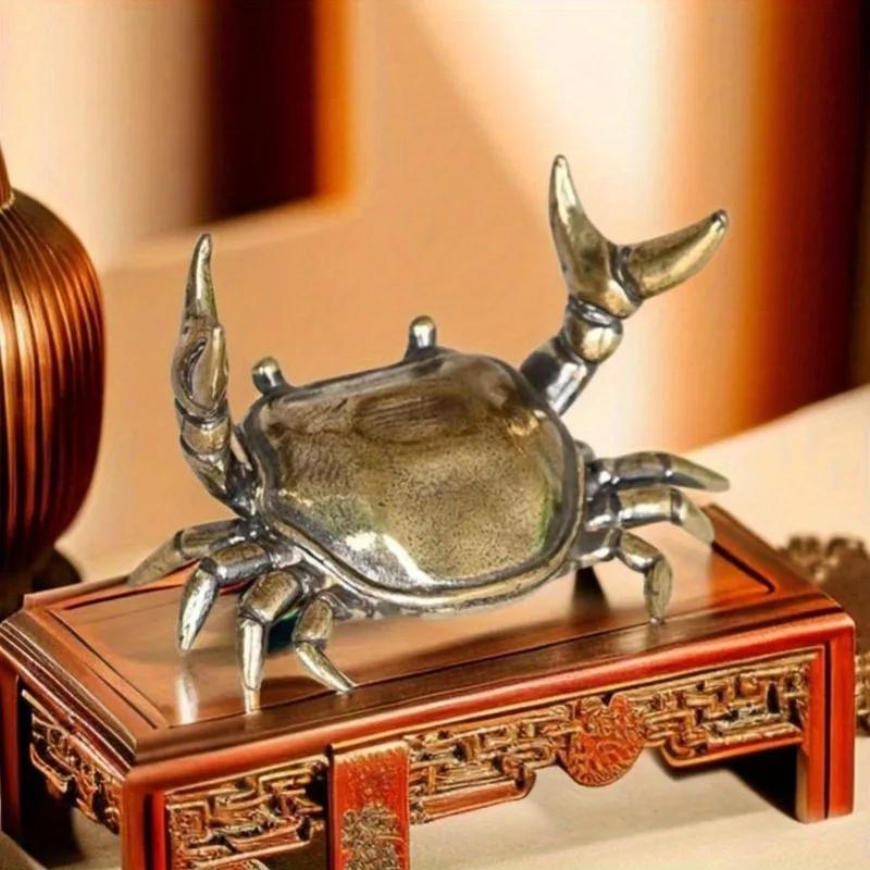 Brass Crab Sculpture Weightlifting Craft Ornament Crab Pen Holder Creative Brass Decorative Art
