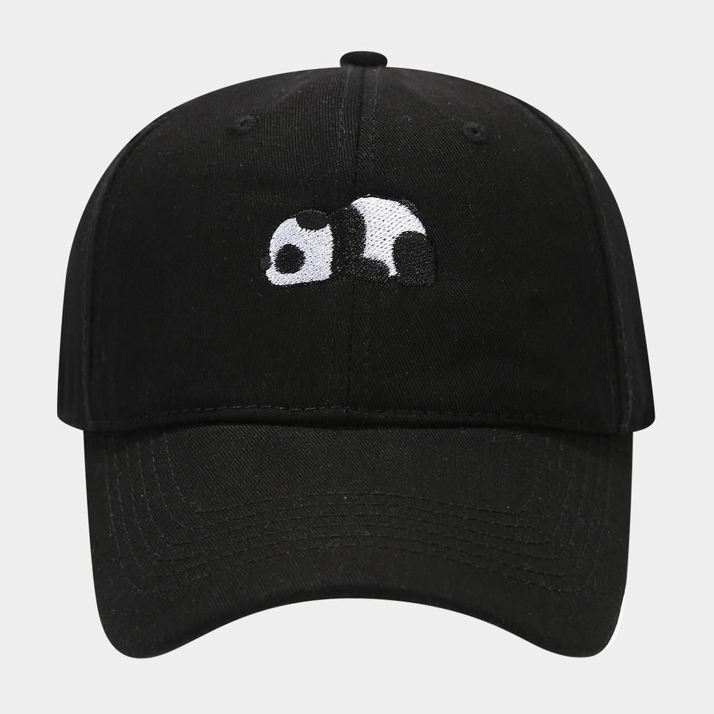 Panda Embroidered Baseball Cap For Women Summer Sun Protection Cute Korean Style Black