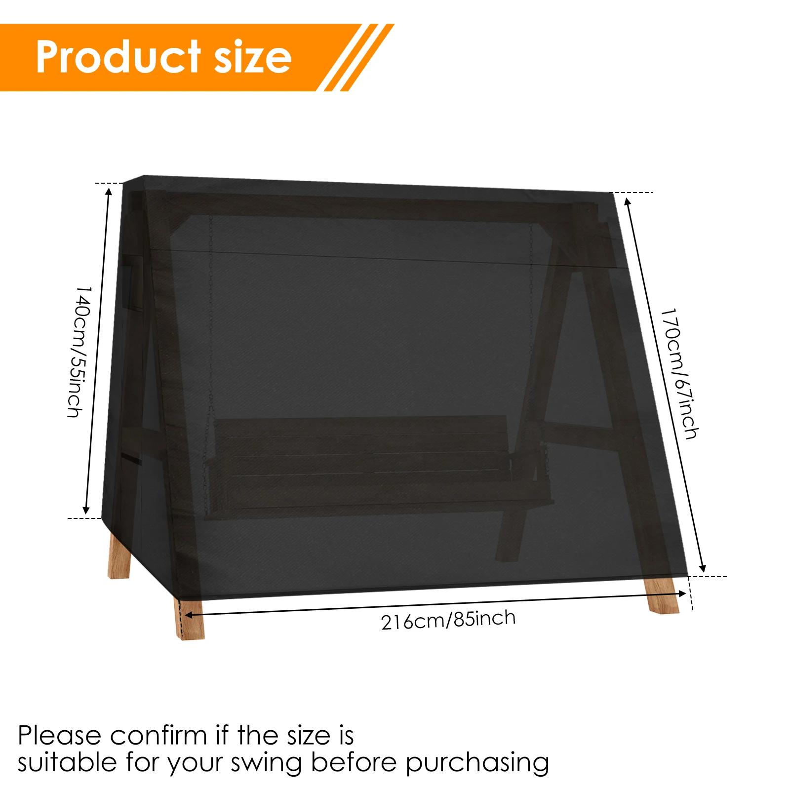 

Зовнішній чохол для гойдалки з Оксфордської тканини, водонепроникний, для садової гойдалки-крісла, чорний, пилозахисний чохол для меблів, 3-місний, захисний чохол для гойдалки А-подібної рами 1Pc чорний