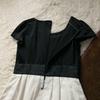 Used M's Gracie Different Materials with Belt Docking Summer Dress White Black 38