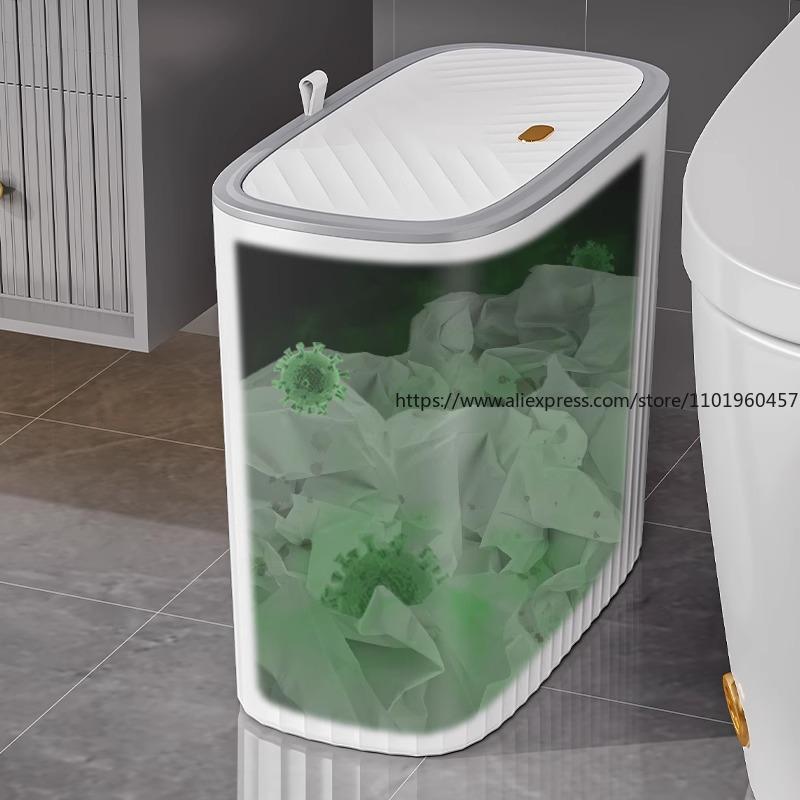 Home Large-Capacity Trash Bin with Lid New Model for Narrow Gaps Ideal for Bedroom Living Room Kitchen Bathroom