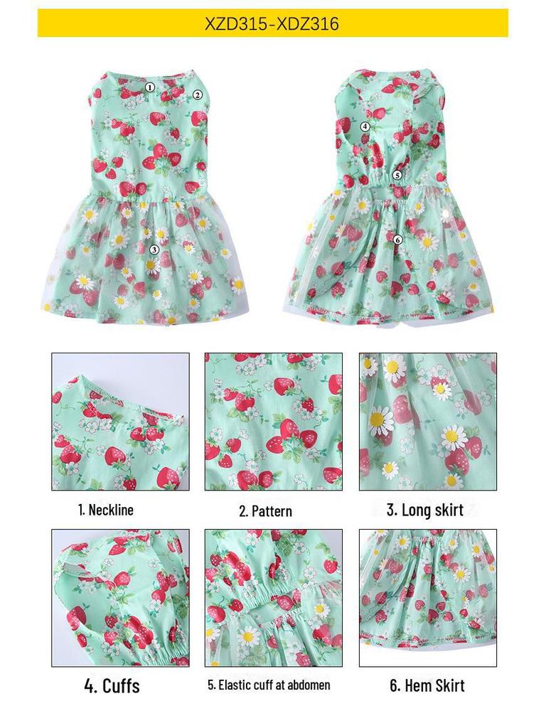 Summer Floral Mesh Dog Dress - Sunflower Skirt for Pets