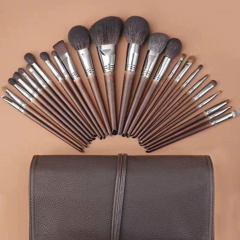 

24-Piece Premium Animal Hair Makeup Brush Set - Super Soft for Professional Use