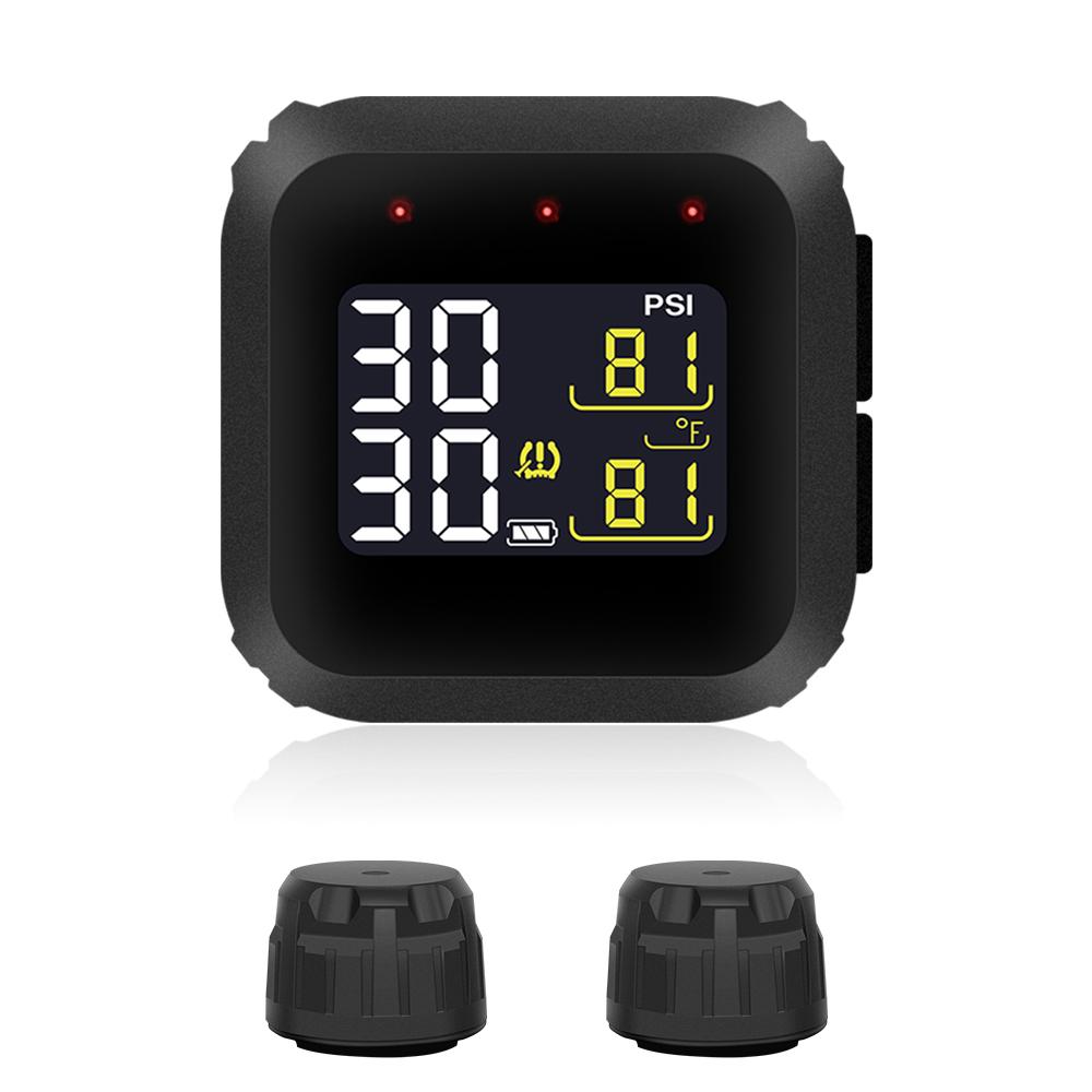 

Wireless Tire Pressure Monitoring System M3X Moto Waterproof External built-in LCD Display Motorcycle Real Time TPMS Black