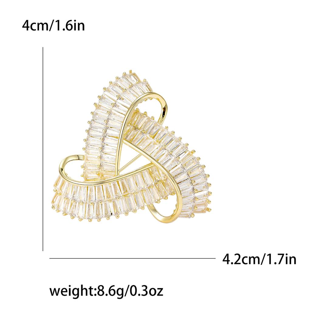 Korean Copper Zircon Ring Triangle Brooch Luxury High-End Women'S Clothing Accessories Brooch Geometric Pin
