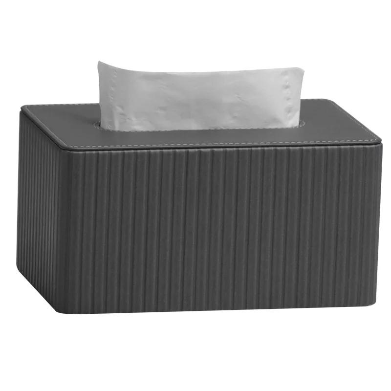 Κουτί Αποθήκευσης Χαρτομάντηλων Υψηλής Ποιότητας Εξοικονόμηση Χώρου Μεγάλη Χωρητικότητα χαρτομάντηλο Επιτραπέζιο χάρτινο κουτί Ριγέ Μονόχρωμο Δερμάτινο Θήκη Χαρτομάντηλων