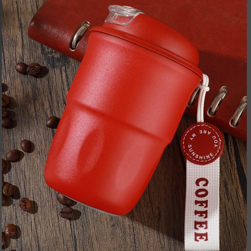 ZISIZ Portable Lanyard Stainless Steel Insulated Coffee Mug