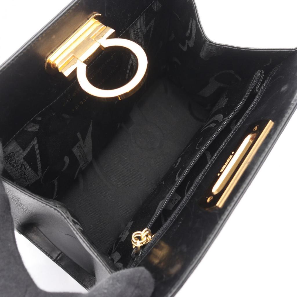 Used Salvatore Ferragamo Gancini Shoulder Bag leather Black Used Women