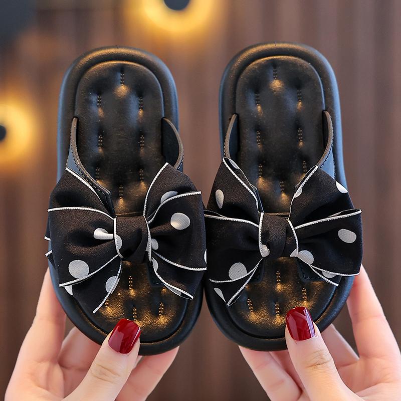 Summer Baby Girls Slippers Kids Soft Sole Comfortable Antiskid Toddler Princess Slide Sandals with Bow Beach Shoes
