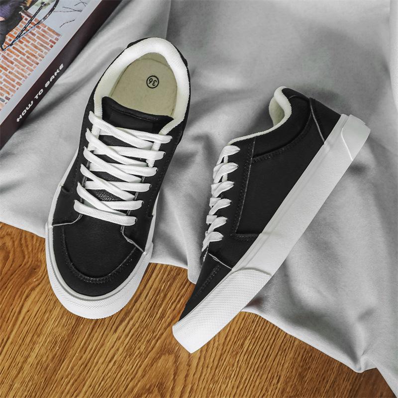 Men's canvas shoes 2025 new spring low-top microfiber leather surface trend versatile casual shoes white shoes