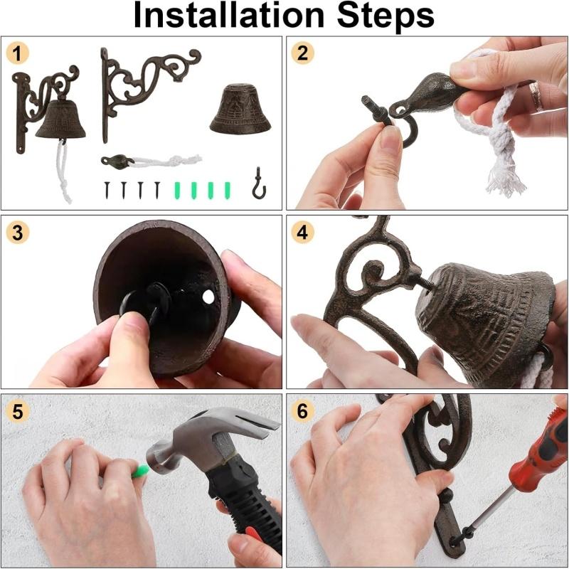 Rusty Iron Door Bell Rustic Bracket Wall Mounted Doorbell Home House Porch Decor