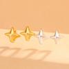 S925 Sterling Silver Four-Pointed Star Ear Cuffs: Versatile European & American Style Women's Stud Earrings.