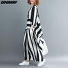 DIMANAF Plus Size Women Blouse Two Piece Set  Striped Shirts Bat Sleeve Summer Chiffon Home Tops Suit Loose Casual Solid Female Oversize