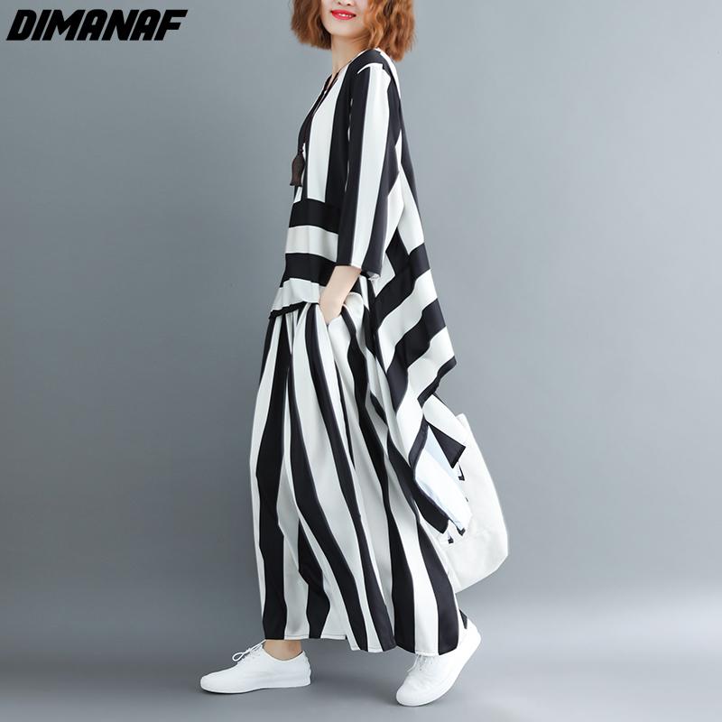DIMANAF Plus Size Women Blouse Two Piece Set  Striped Shirts Bat Sleeve Summer Chiffon Home Tops Suit Loose Casual Solid Female Oversize