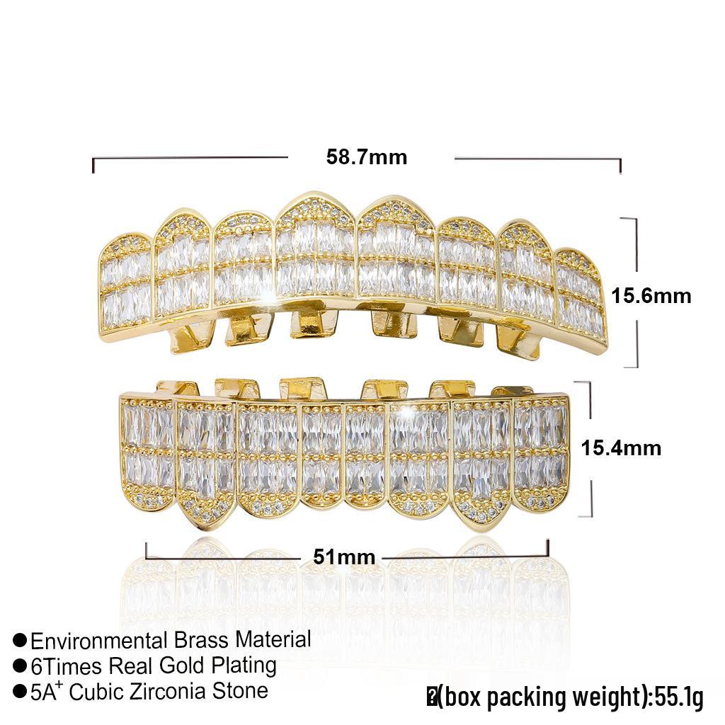 Super Sparkly Zirconia Hip Hop Grillz: Exaggerated High-End Tooth Jewelry for Men