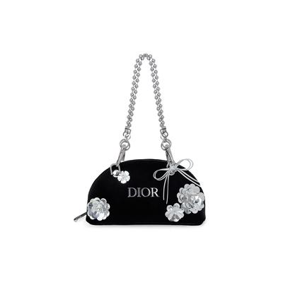 Sac [Sac à cosmétiques personnalisé] sans salissure, fleurs à paillettes, nœud, texture haut de gamme, simple et polyvalent, personnalité à la mode, élégant
