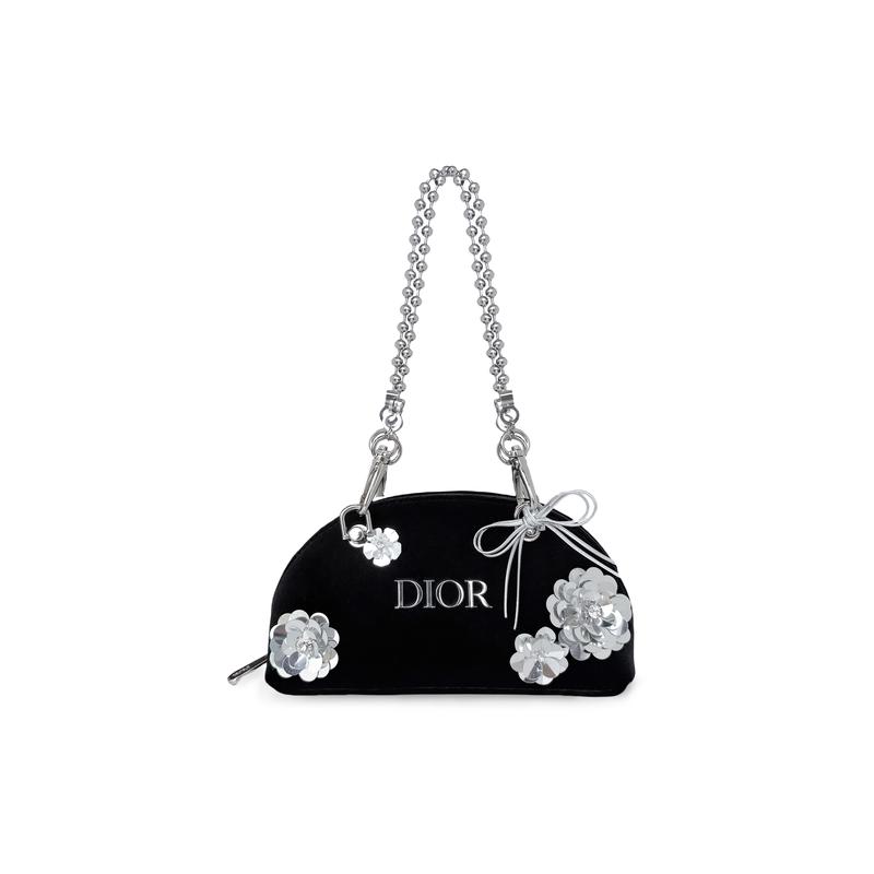 

DIOR Bag [Customized cosmetic bag] dirt-free, sequined flowers, bow, high-end texture, simple and versatile, fashionable personality, elegant
