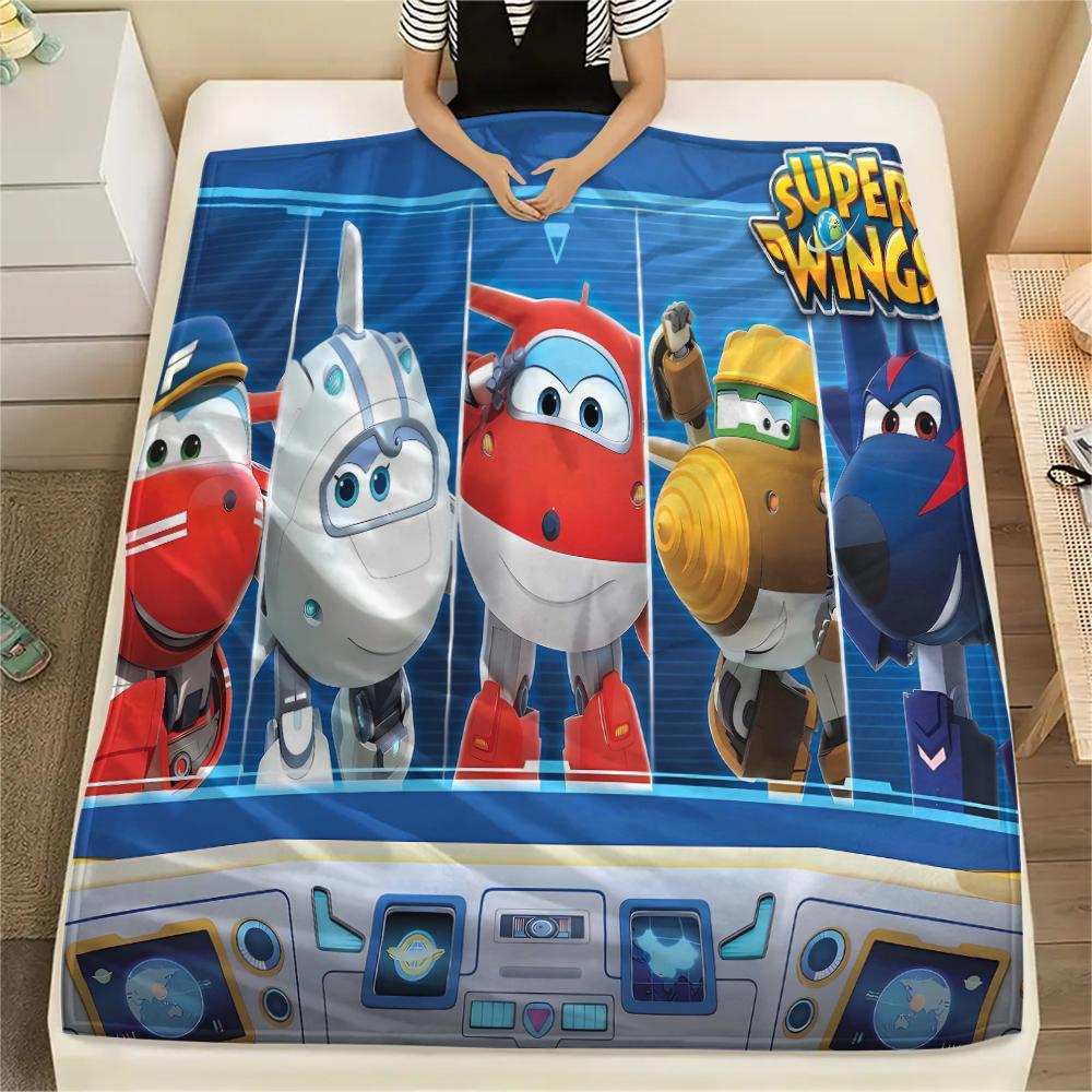 1 ks Flísová deka s potiskem Super Wings, Vysoce kvalitní, Pohodlná pro všechna roční období, Domácí dekorace, Teplo a pohodlí, Perfektní jako vánoční dárky