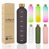Healthywish 1 Liter Water Bottle with Time Marker, Slim and Stylish Transparent Water Bottle (1000ml, Black)