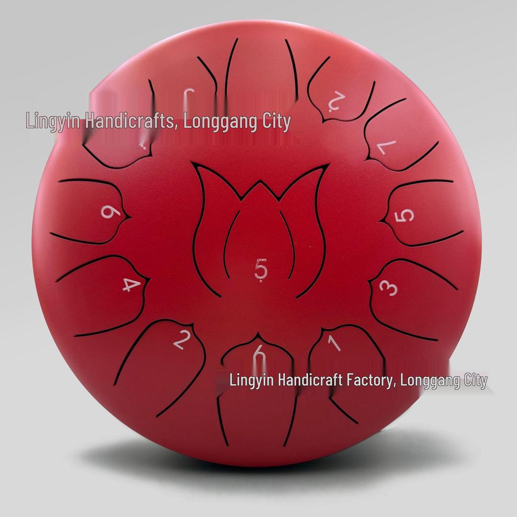 Chinese Style 13-Tone Lotus Steel Tongue Drum (12-inch): Ethereal Children's Educational Percussion Instrument