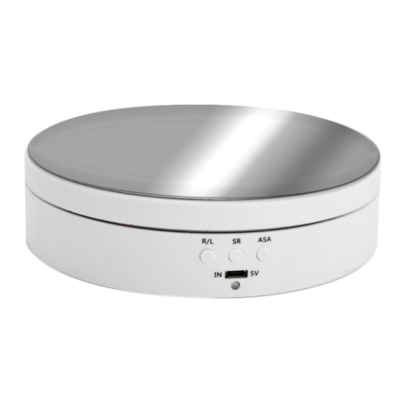3 Speeds Electric Rotating Display Stand Mirror Turntable Jewelry Holder Battery/USB Power