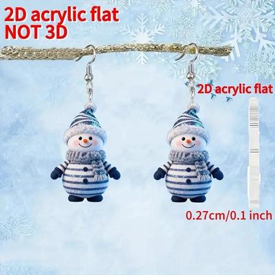Cross-border Cartoon Snowman Earrings - Cute, Striped Scarf, Flat Acrylic Christmas Decor