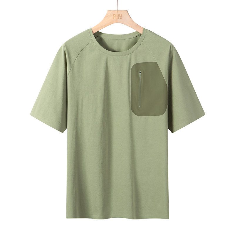 Outdoor Technology! Lightweight Summer Men's Breathable, Skin-Friendly, Cool-Feeling, Quick-Drying Short-Sleeve T-Shirt with Chest Pocket Design